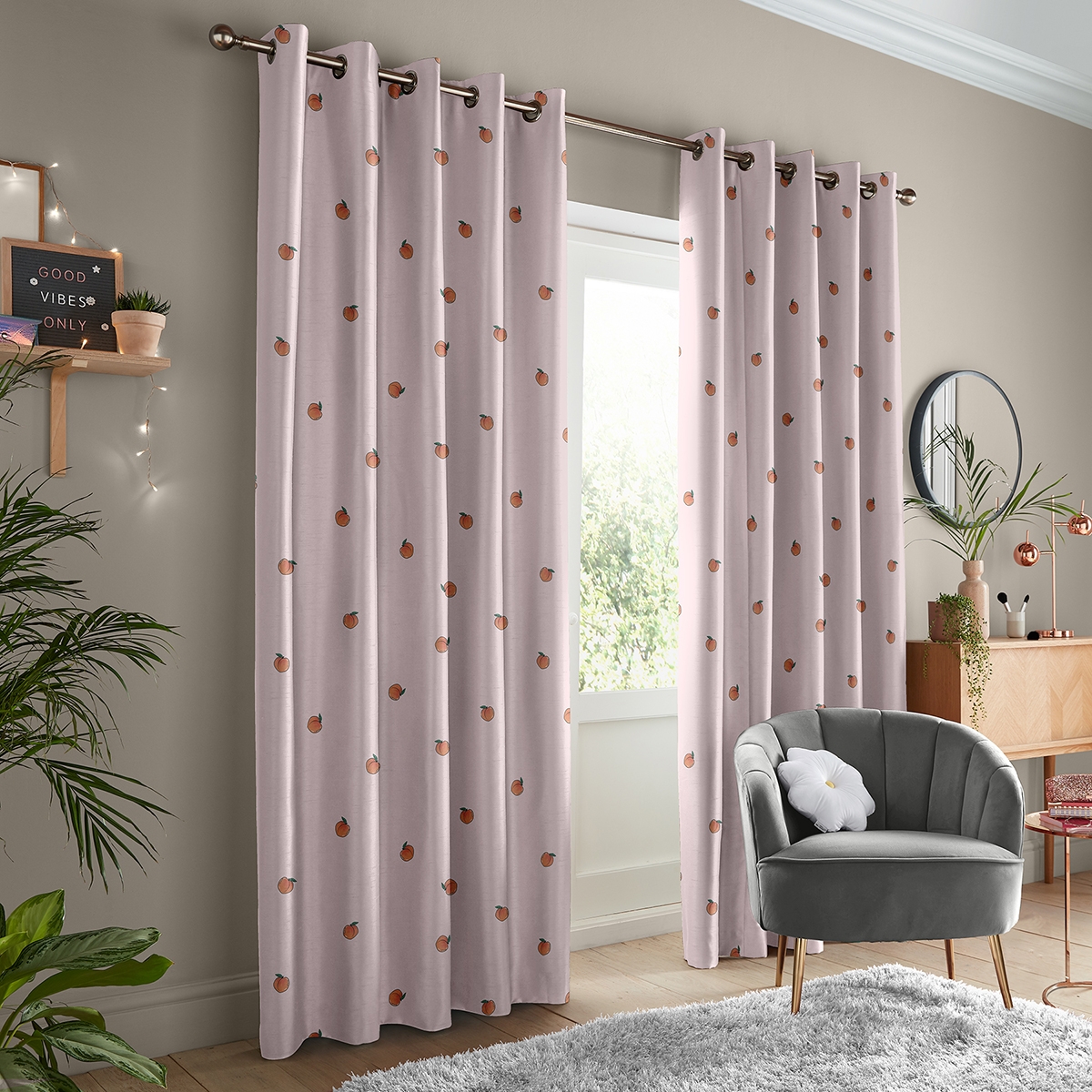 Product photograph of Skinny Dip Peachy Pink Curtain from Choice Furniture Superstore.